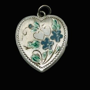 Gorgeous Sterling Silver Enamel Heart Locket Pendant